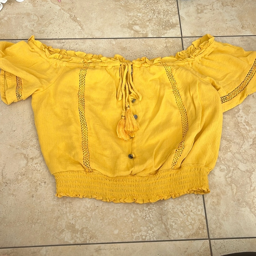 BP Breast Plum Yellow Crop Top Cotton with buttons